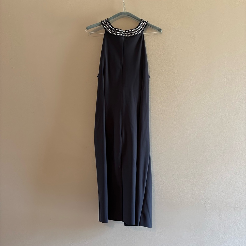 Embellished Halter Navy Cocktail Dress - Picture 5 of 5